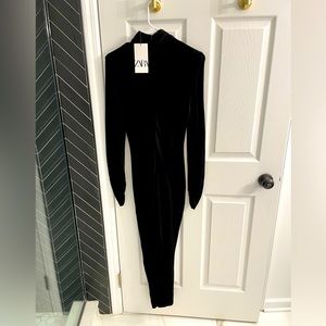 Black formal turtle neck bodycon dress